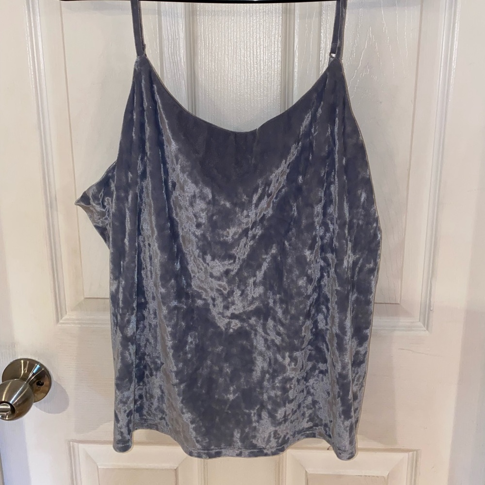 EXPRESS - Gray Crushed Velvet Tank w/ Built in Bra
